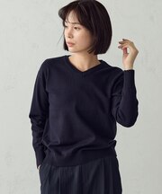 【マシンウォッシャブル】ベーシックニット Vネックニット