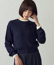 ケーブル クルーネックニット