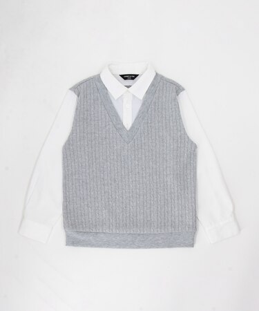 ケーブルフェイクレイヤードシャツ(100cm-130cm)