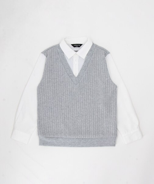 ケーブルフェイクレイヤードシャツ(100cm-130cm)