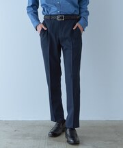 ウールライク グレンチェックテーパードスラックス
