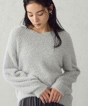 マシンウォッシャブル シャギー V ネックニット