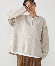 【セットアイテム】キーネックニット＋Ｔシャツ
