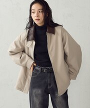【マルチファンクション】千鳥格子 中綿ステンカラーブルゾン