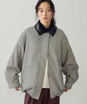 【マルチファンクション】千鳥格子 中綿ステンカラーブルゾン