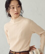 配色アクセント ランダムリブニット