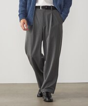 ヘリンボーン ワンタックワイドテーパードパンツ