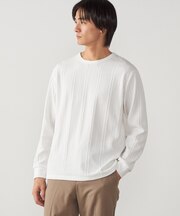 ケーブル柄 クルーネックTシャツ