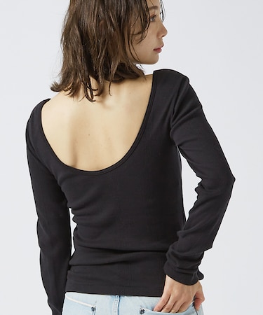 【Robert P. Miller】パネルリブ バックオープンロンT / 背あき