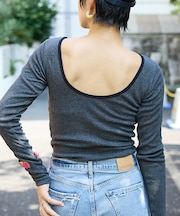 【Robert P. Miller】パネルリブ バックオープンロンT / 背あき