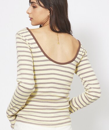 【Robert P. Miller】パネルリブ バックオープンロンT / 背あき