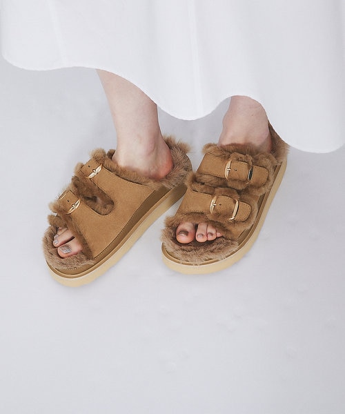 MOHI＞スエード ビッグベルト ボストンサンダル｜ビューティー