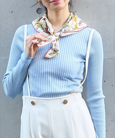 シルク混ワイドリブプルオーバーニット