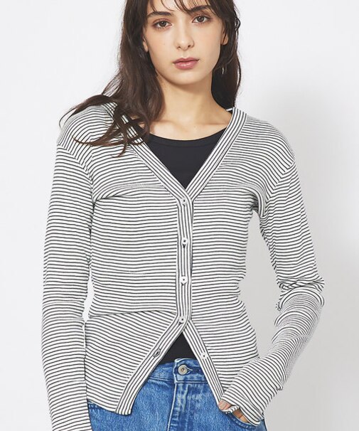 【Robert P. Miller】パネルリブ Vネックカーディガン / カット