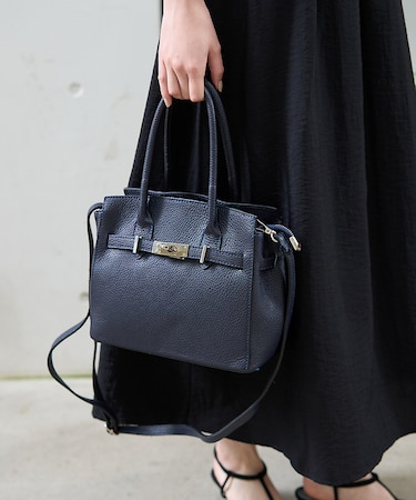 【追加2】【AULENTTI/オウレンティ】レザーベルト付ミディトートバッグ