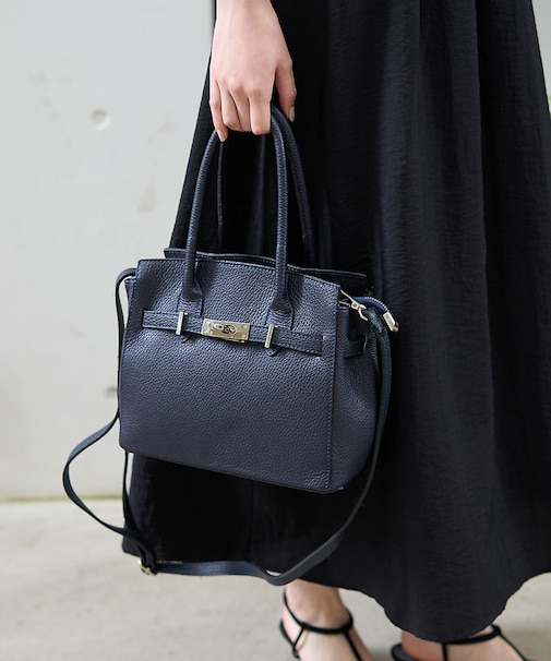 【追加2】【AULENTTI/オウレンティ】レザーベルト付ミディトートバッグ