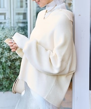 衿付片畦ニットプルオーバー