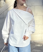 【一部店舗限定】アシメオフショルブラウス