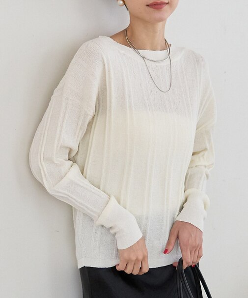 変形ストライプ前後2WAYニット / カーディガン