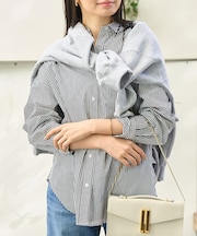 ストライプタックフォルムシャツ