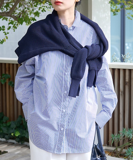 ストライプタックフォルムシャツ
