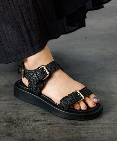 【PAOLO BOVE / パオロ ボーヴ】ラフィアベルトサンダル / 厚底サン