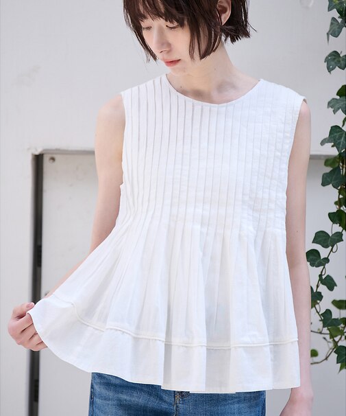 【MICA&DEAL/マイカアンドディール】ノースリーブピンタックブラウス タッ