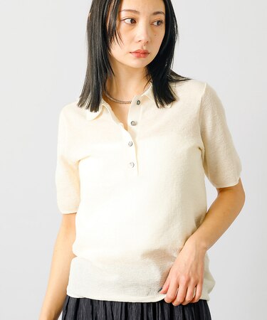 【MICA&DEAL/マイカアンドディール】sheer knit polo sh