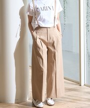 サスペンダーワイドタックパンツ
