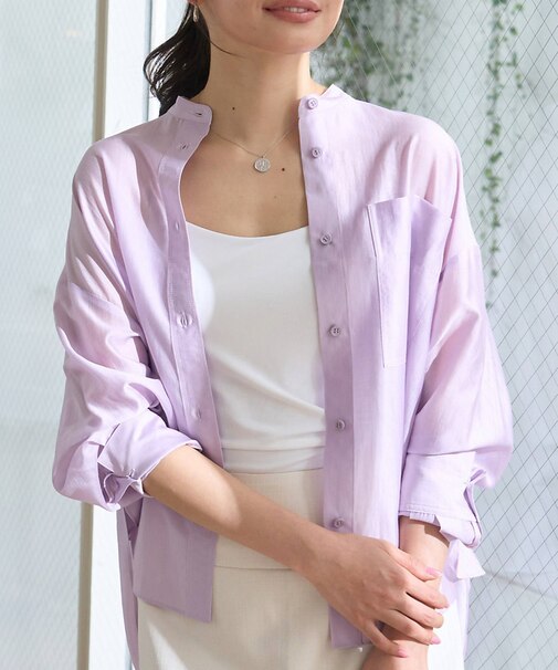 ポケット付きシアーシャツ