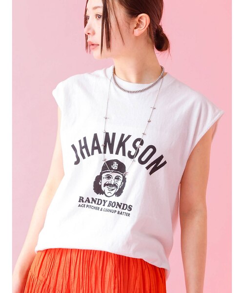 【Le Melange/ル・メランジュ】プリントノースリーブTシャツ/コラボ/ノ Le Melange/ル・メランジュ】プリントノースリーブTシャツ