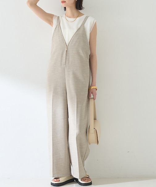 【吸湿速乾】ドライタッチフロントジップサロペット