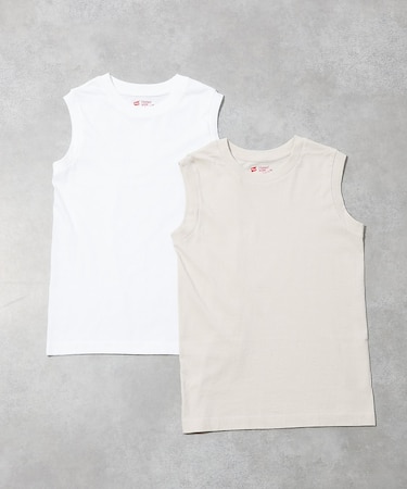 【Hanes / ヘインズ】クルーネックノースリーブTシャツ/コットン100/ノ