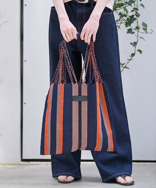 【MOON BIRD/ムーンバード】手織りハンモックトートバッグ/手織り/A4サ