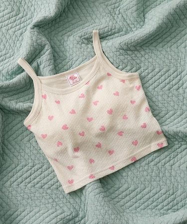 【JEMORGAN/ジェーイーモーガン】クロップドキャミソール ハート柄/ワッフ