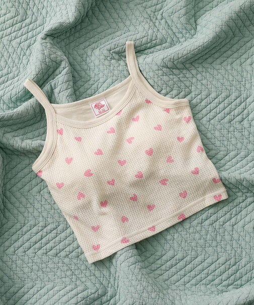 【JEMORGAN/ジェーイーモーガン】クロップドキャミソール ハート柄/ワッフ