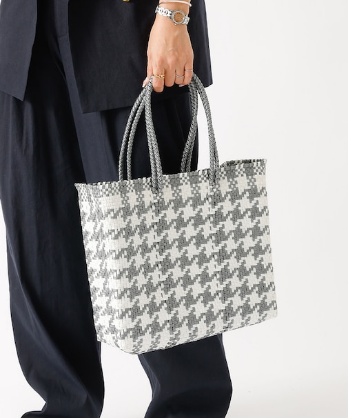 【MOON BIRD/ムーンバード】手編みのメルカドバッグM/手編み/正方形【W