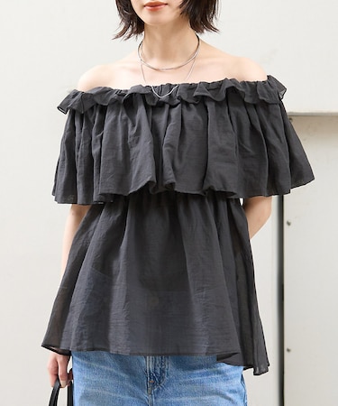 コットンオフショルバルーンブラウス