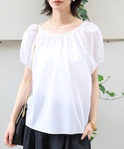 コットンギャザーパフブラウス