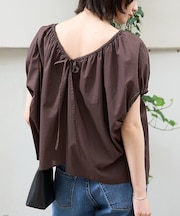 コットンギャザーパフブラウス