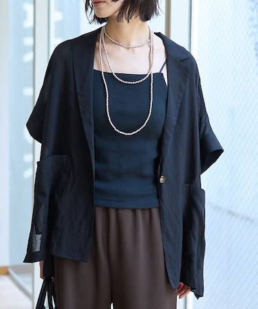 強撚半袖シアーフォルムジャケット