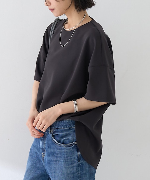 【接触冷感】ストレッチダンボール半袖プルオーバー