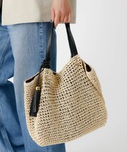 タッセル付き ペーパートートバッグ / 雑材バッグ