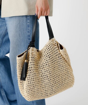 タッセル付き ペーパートートバッグ / 雑材バッグ