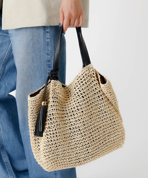 タッセル付き ペーパートートバッグ / 雑材バッグ