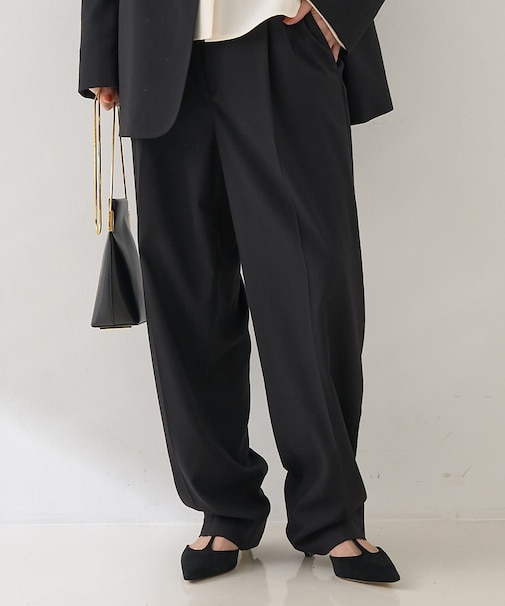 【セットアップ対応】メンズライクウール混サキソニーテーパードパンツ