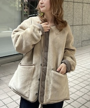 【TAION / タイオン】ミリタリー リバーシブル クルーネック ダウンジャケ