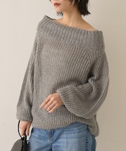 モヘア混オフショルラメニットプルオーバー