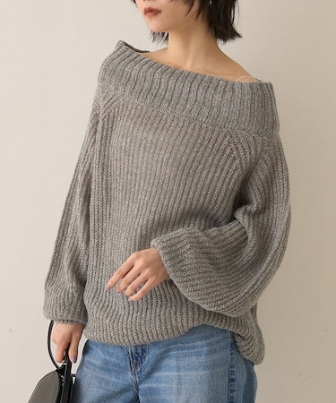 モヘア混オフショルラメニットプルオーバー