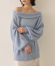 モヘア混オフショルラメニットプルオーバー